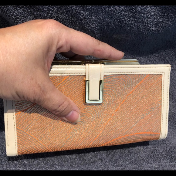 Vintage luncheon wallet / clutch, orange and gold - Picture 5 of 7